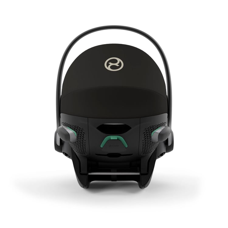 Coque bébé Cybex Cloud G i-Size noire vue de dos, capote et aérations arrière visibles