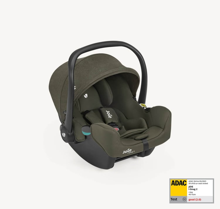 Coque bébé Joie i-Snug 2 i-Size coloris vert, vue de trois-quarts
