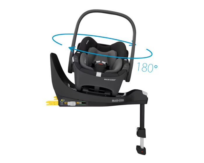Base FamilyFix 360 illustrant la rotation de la coque Maxi-Cosi Pebble 360 vers la portière