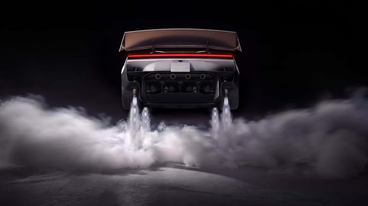 Vue arrière du Tesla Roadster 2026 avec ses propulseurs à gaz froid en action