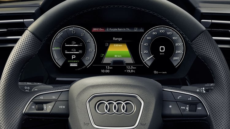 Combiné d’instrumentation numérique Audi Virtual Cockpit de l’Audi A3 hybride rechargeable
