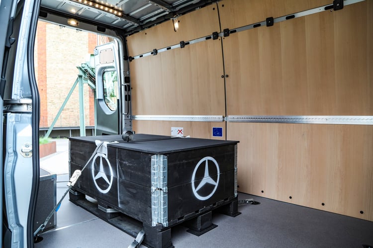 À l'arrière du Mercedes eSprinter 2024