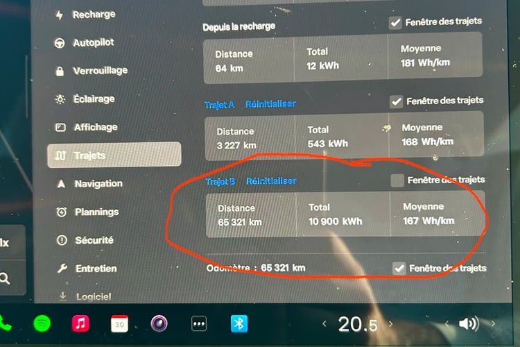 Conso de Cedric sur Tesla Model Y