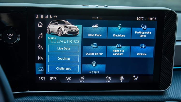 Ecran central avec Telemetrics de l'Alpine A290