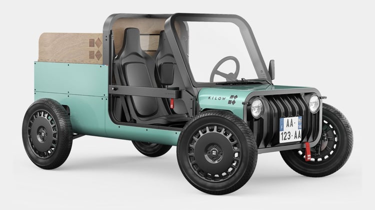 Kilow La Bagnole, voiturette électrique, vue trois-quarts avant