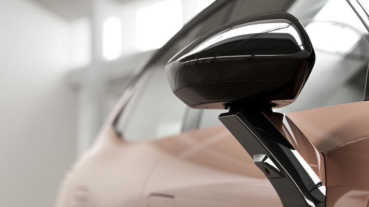 Détail du vitrage latéral et du rétroviseur du Lynk & Co 08