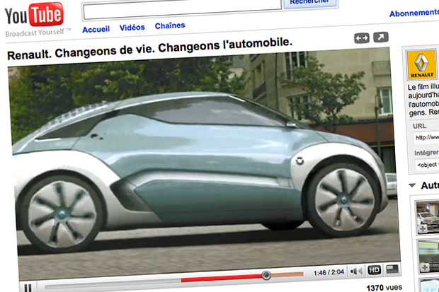 Vidéo de la pub TV Renault avec la voiture électrique (vœux 2010)