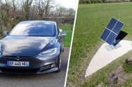 Il recharge sa Tesla Model S avec un tracker solaire